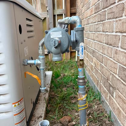 Completed exterior gas meter piping installation